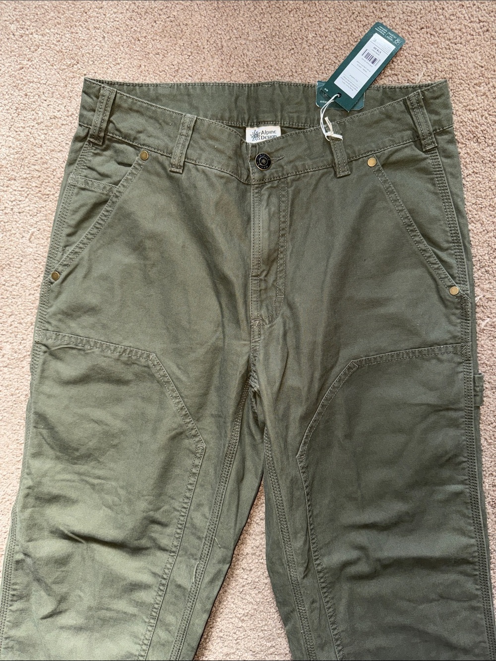 Alpine Design Men's Olive utility Pants with Multiple Pockets